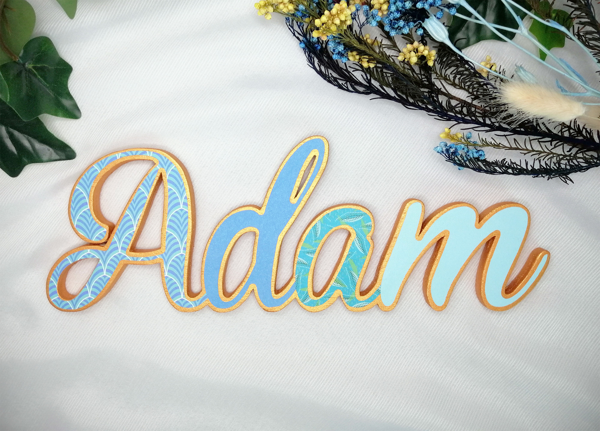 Prénom en bois - Cérulé