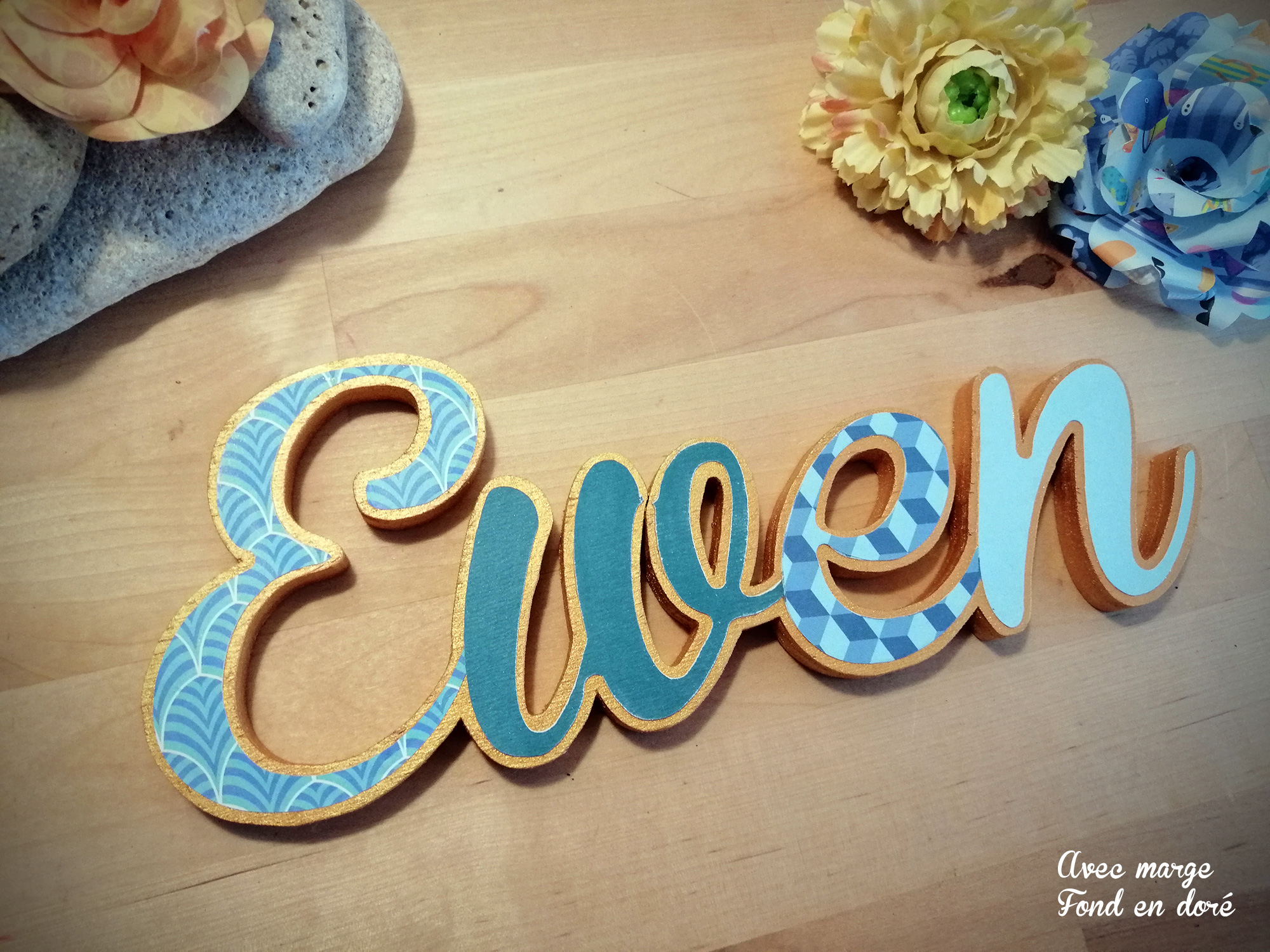 Prénom bois Ewen Apatite doré