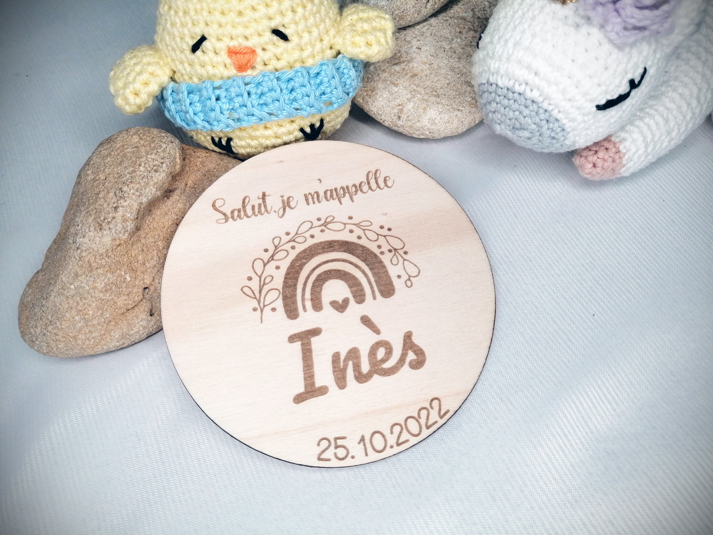 Carte de naissance personnalisé en bois