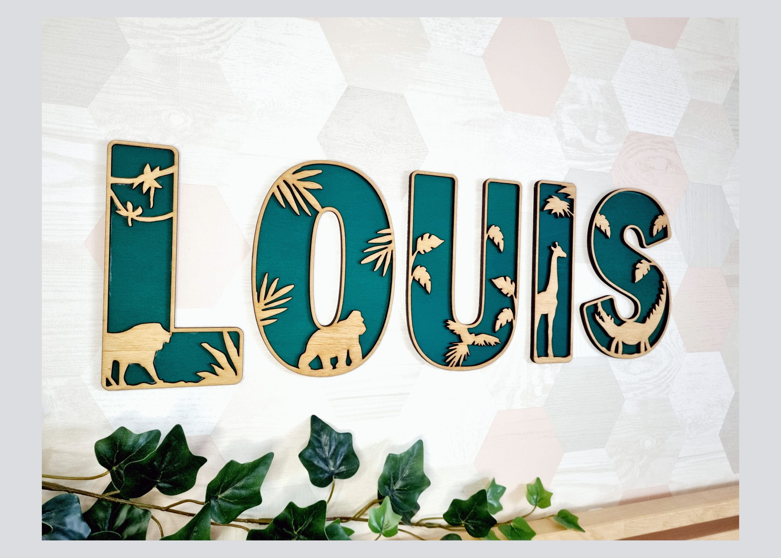 Lettre en bois en relief - Savane & Jungle