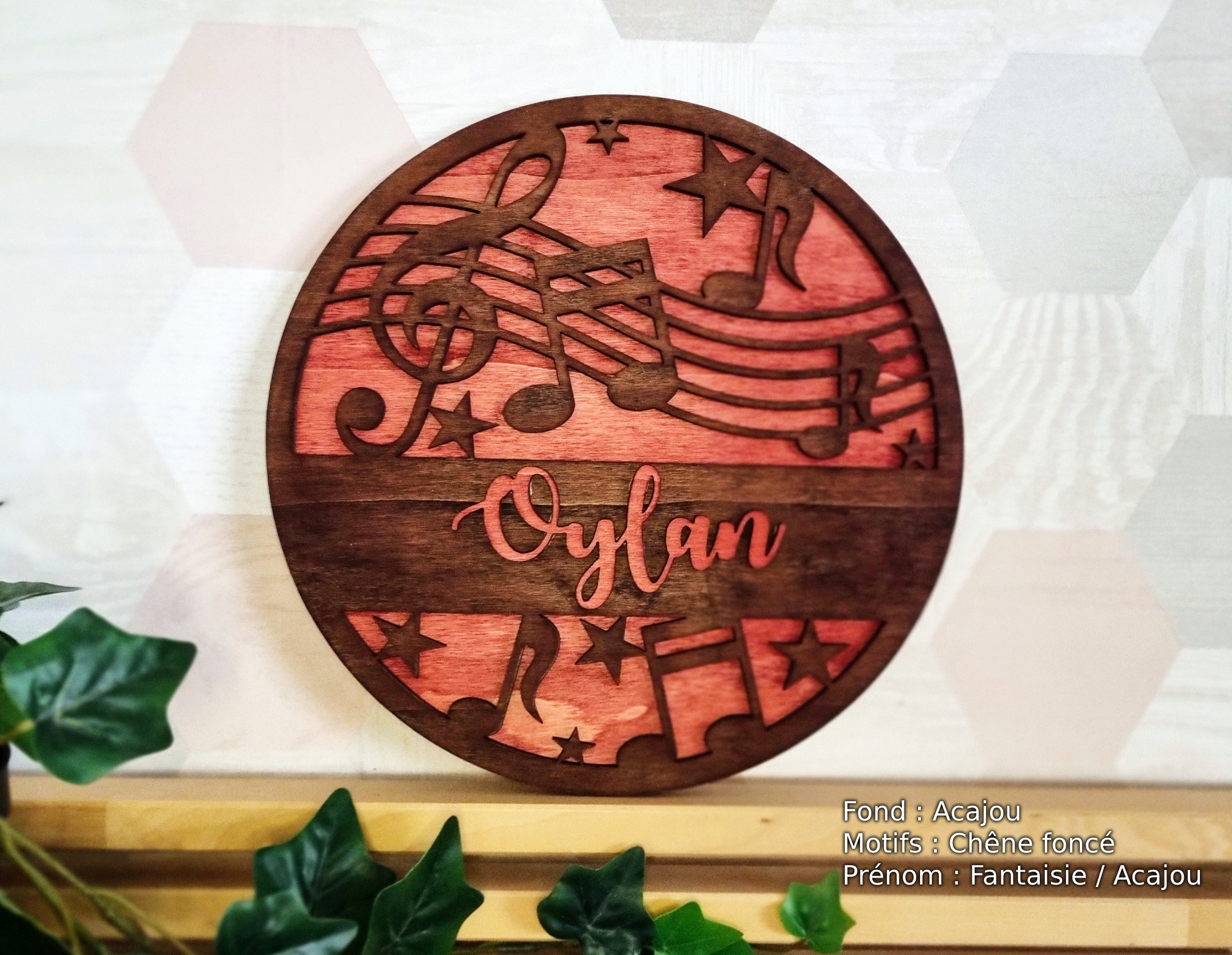 Couronne en bois musique en acajou