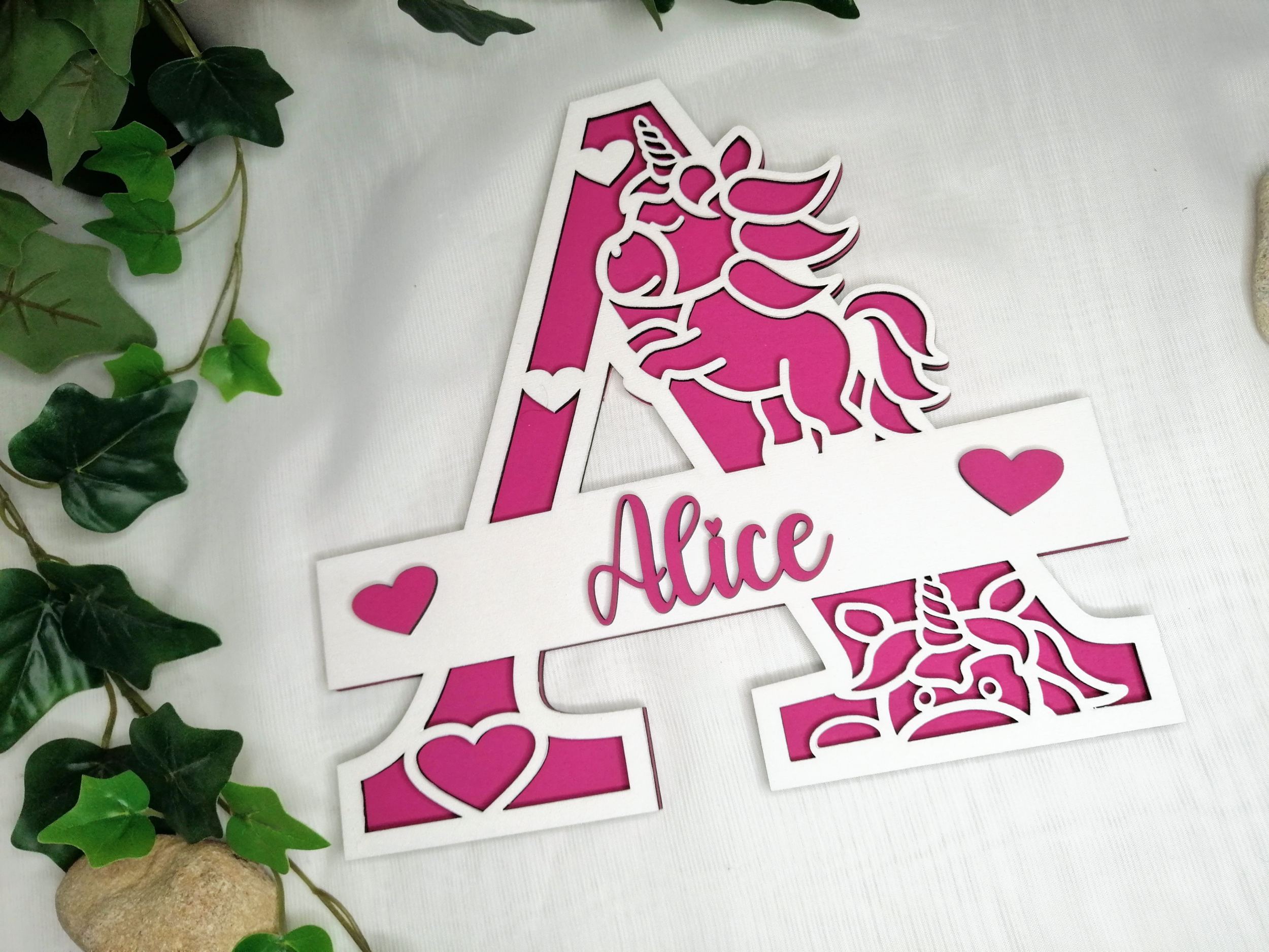 Décoration licorne avec prénom personnalisé