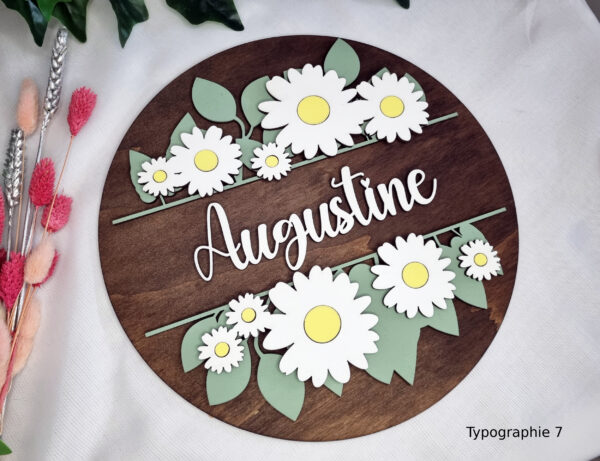 Couronne en bois Printemps marguerites